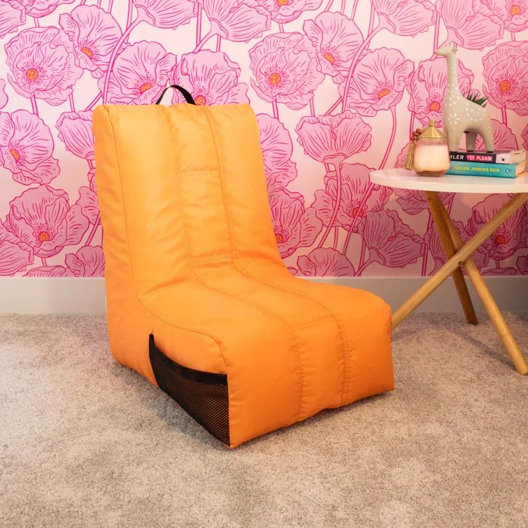 Tangerine Polyester Video Lounger Bean Bag Chair with Removable Cover
