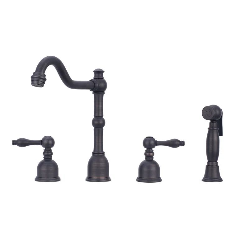 Oil Rubbed Bronze Kitchen Faucet with Side Spray and Lever Handles