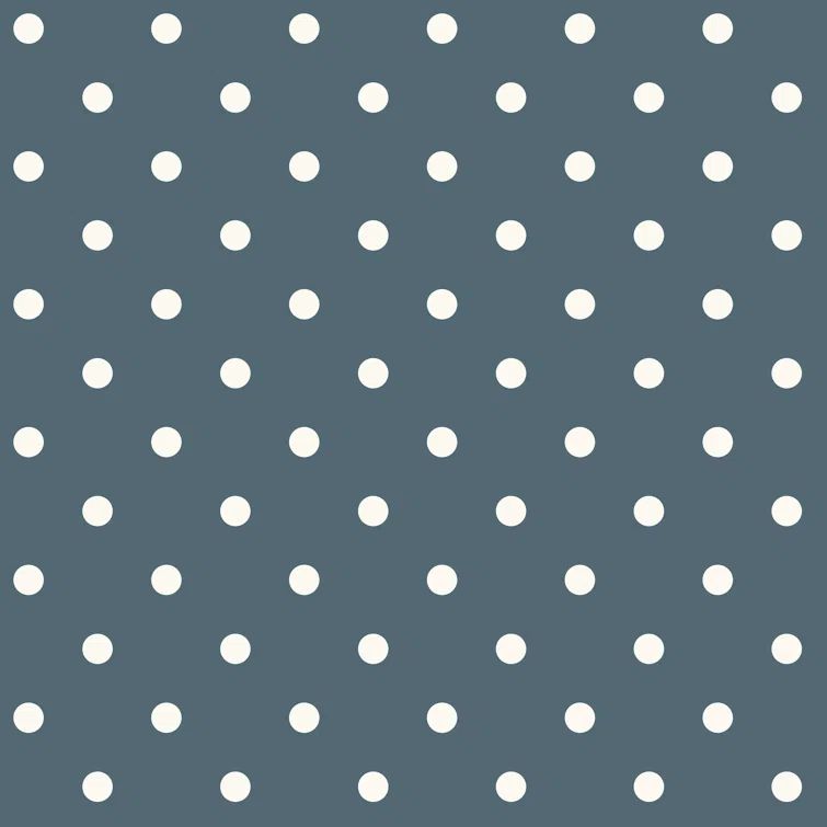 White and Blue Polka Dot Removable Vinyl Wallpaper