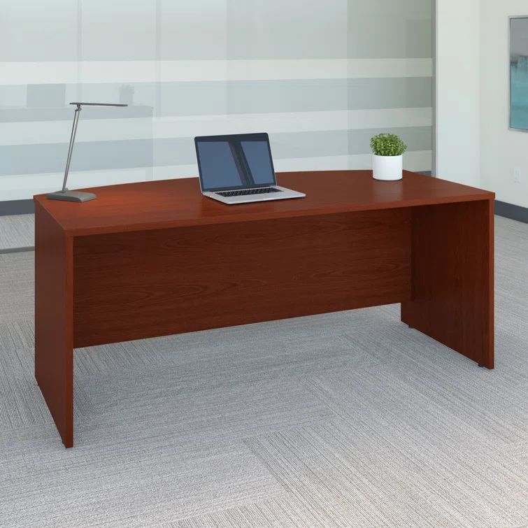 Contemporary Mahogany Home Office Desk with Drawer and Filing Cabinet