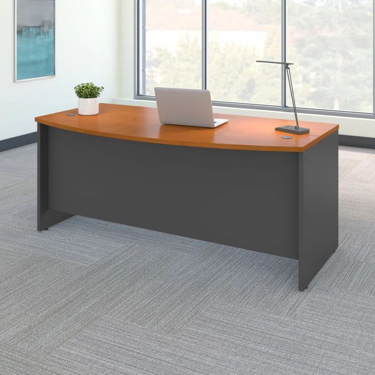 Natural Cherry and Graphite Gray Executive Office Desk with Drawer