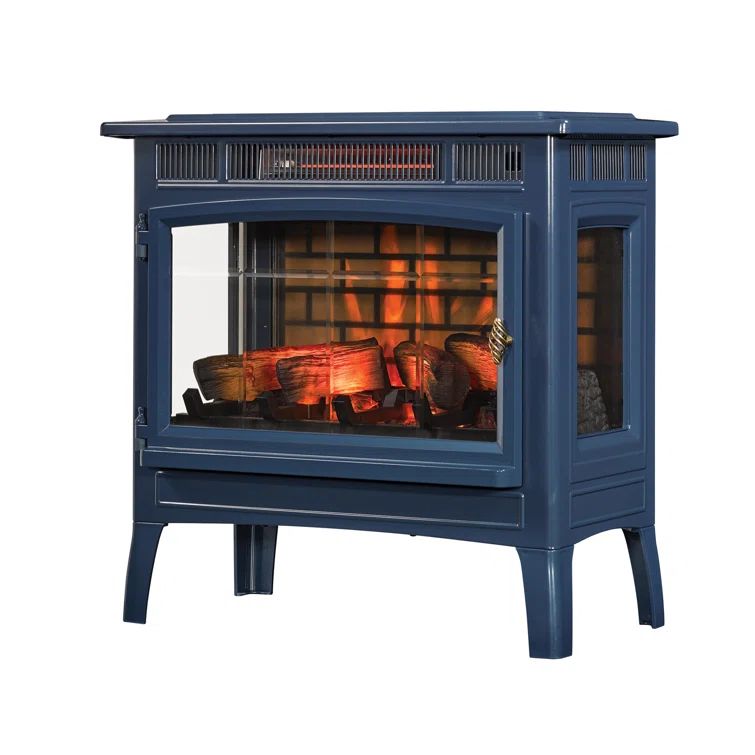 Navy Electric Free-standing Fireplace Stove with 3D Flame Effect