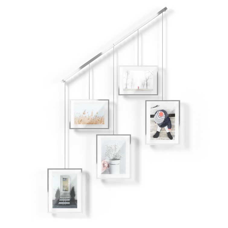 Chrome Floating Wall-Mounted 4x6 Picture Frame Set