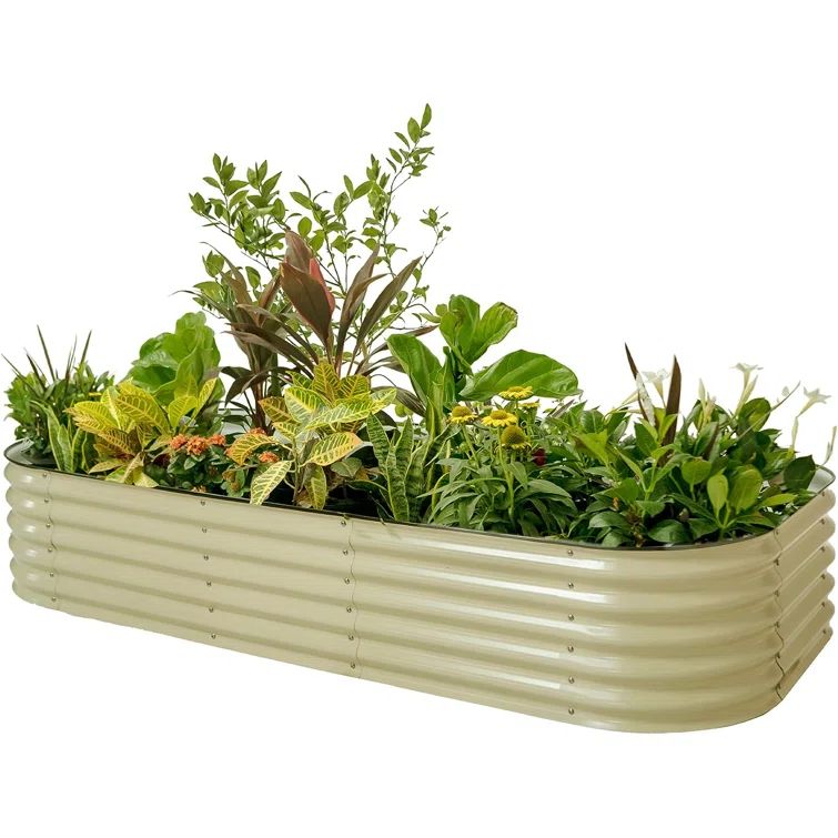 Pearl White Modular Metal Raised Garden Bed Kit, 17" Tall