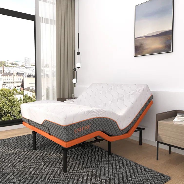 King Adjustable Bed with 14" Hybrid Mattress and Metal Frame