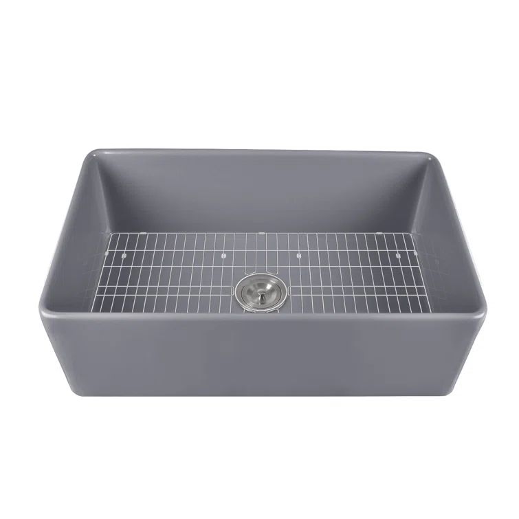 Gray 33" Fireclay Single Bowl Farmhouse Kitchen Sink