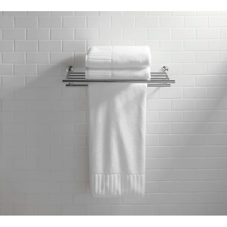 Polished Chrome 24" Wall-Mounted Metal Towel Shelf