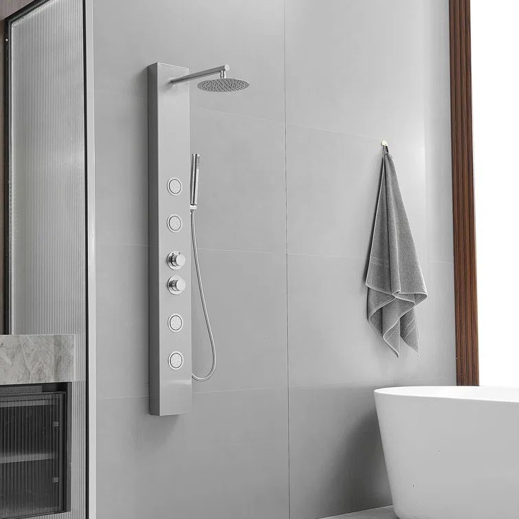Nickel Chrome Multi-function Shower Panel with Adjustable Head