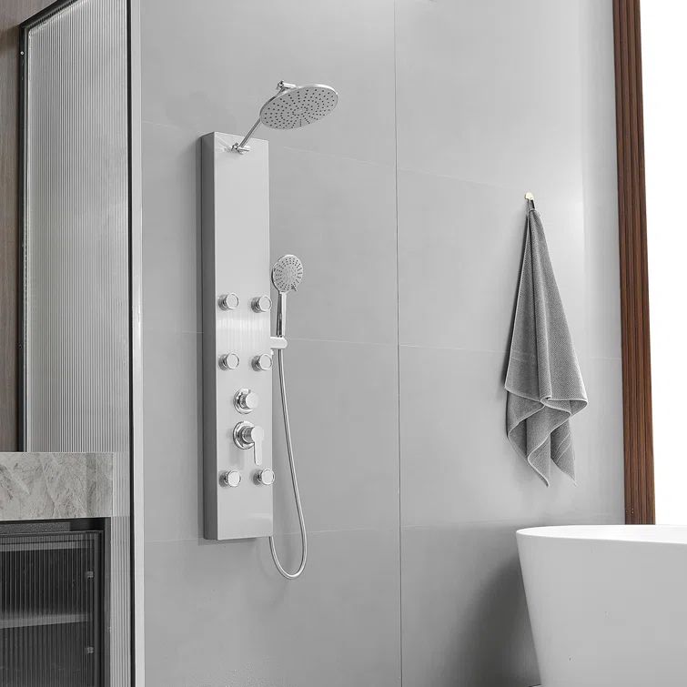 Nickel Chrome 60.55'' Shower Panel with Adjustable Shower Head