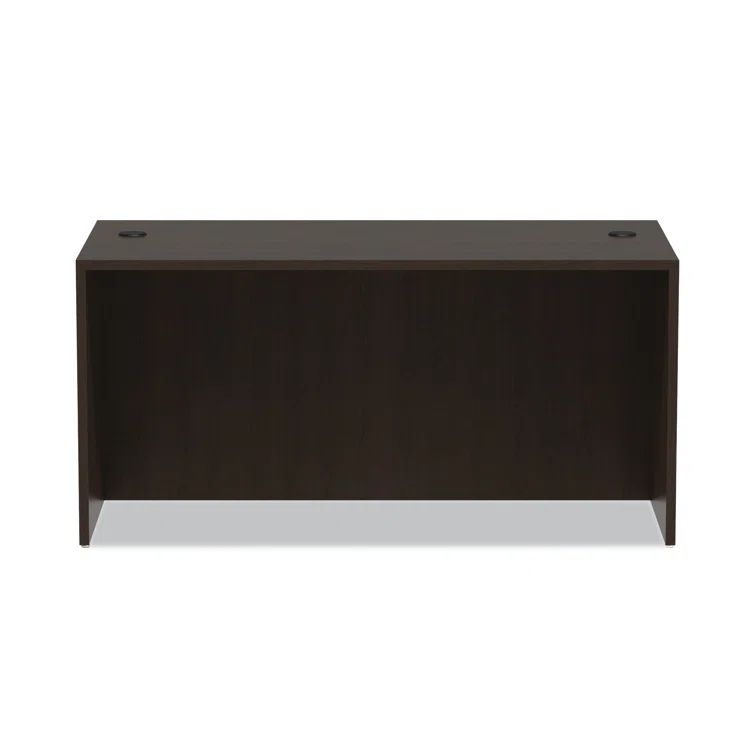Espresso Wood Desk Shell with Filing Cabinet