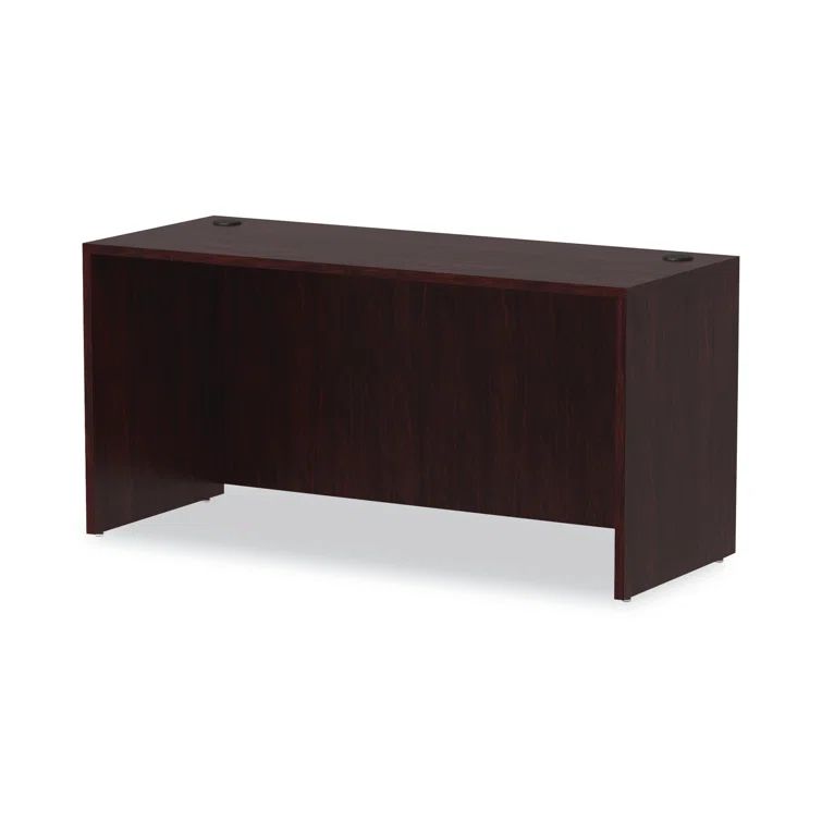Mahogany Office Credenza with Drawer and Filing Cabinet