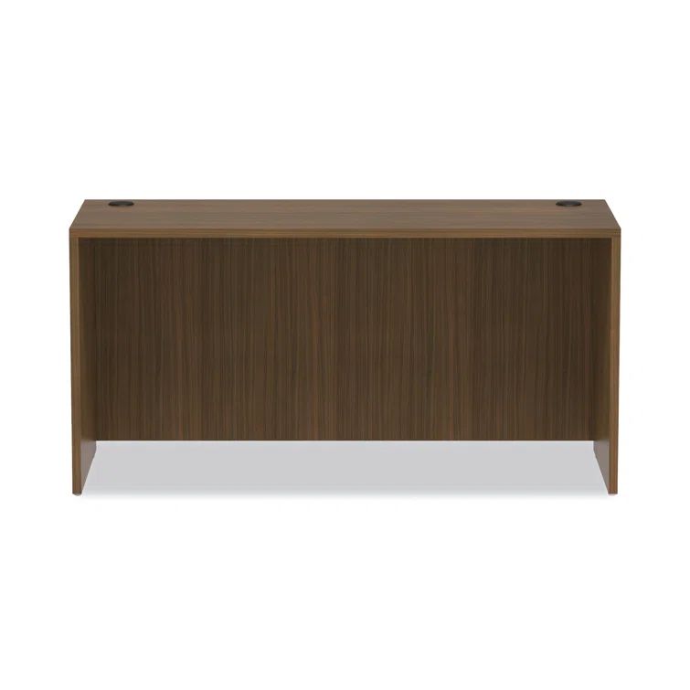 Espresso Walnut Wood Desk with Integrated Filing Cabinet