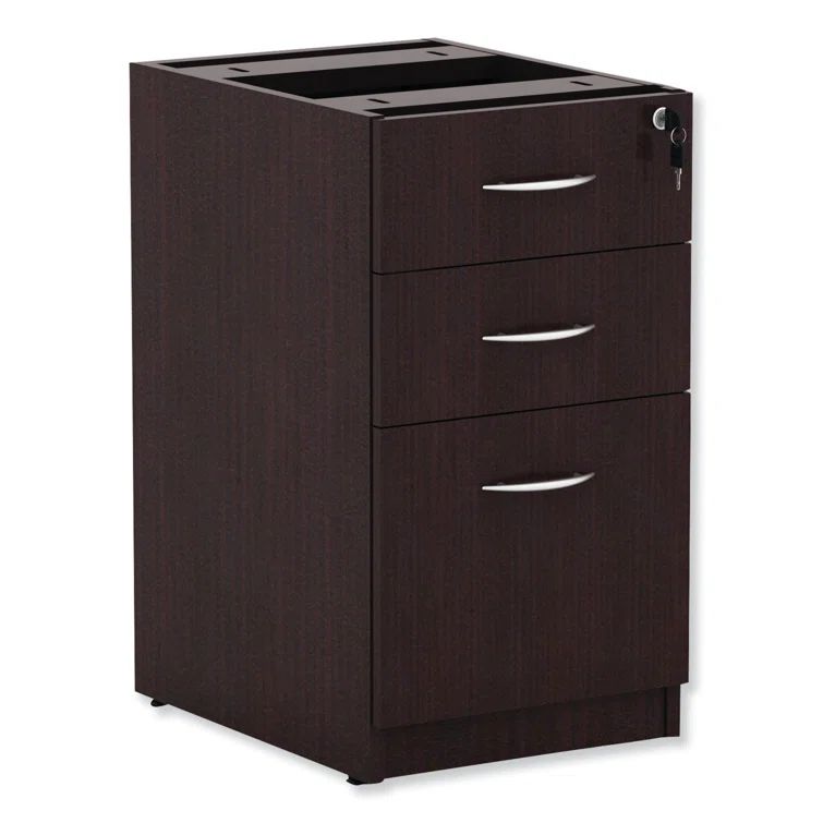Espresso 15.63'' Wide Lockable 3-Drawer Legal File Pedestal