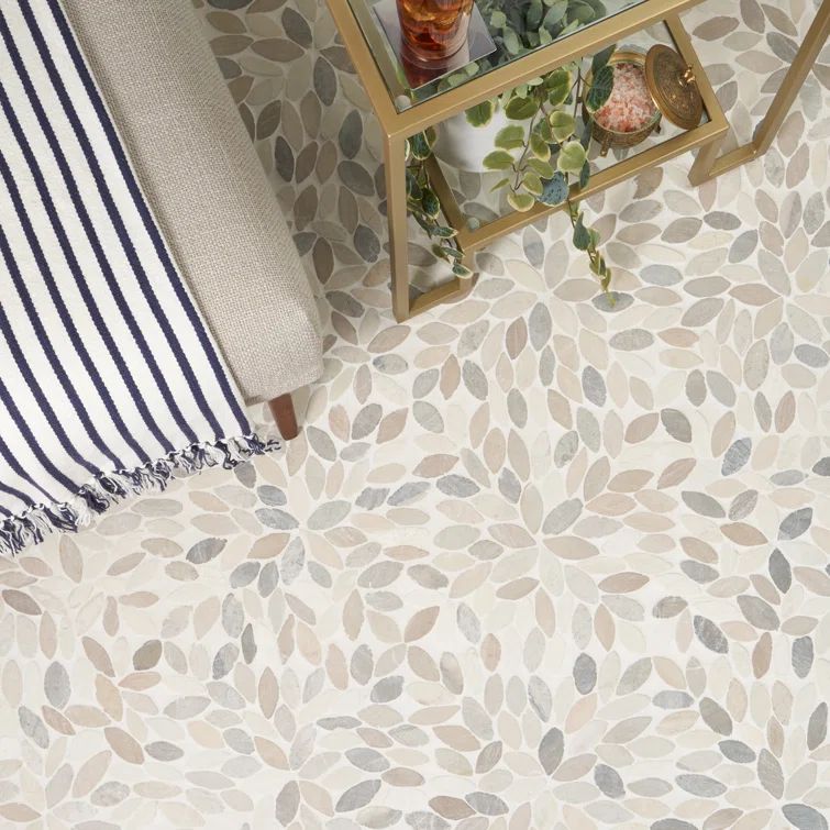 Picturesque Flower 11.81 in. x 11.81 in. Natural Stone Floor and Wall Mosaic Tile (0.97 Sq. Ft. / Each)
