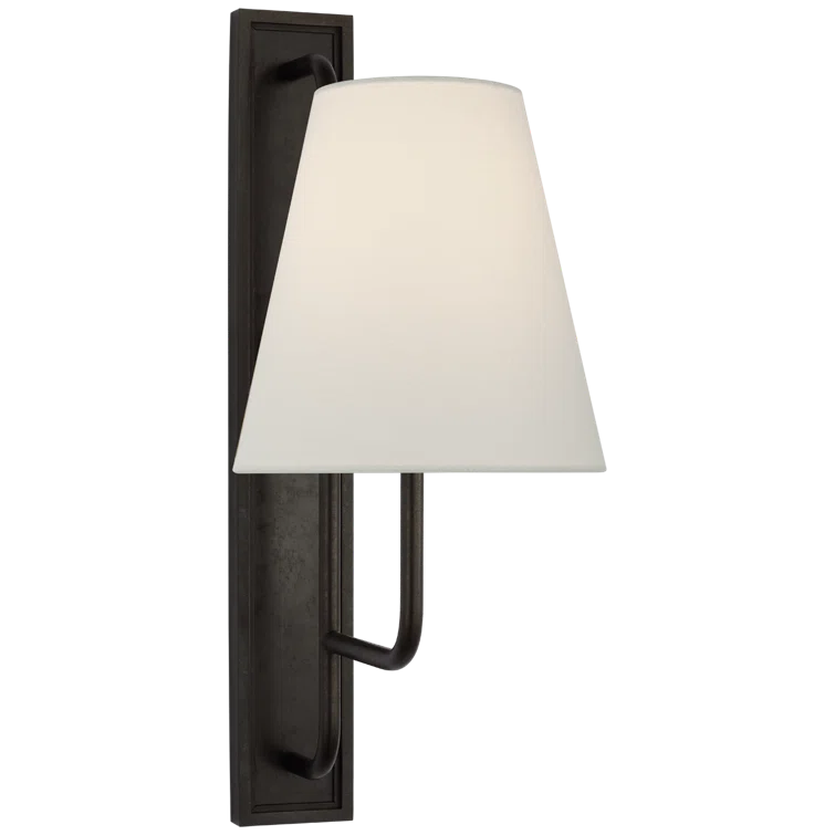 Aged Iron 20" Dimmable Wall Sconce with Linen Shade
