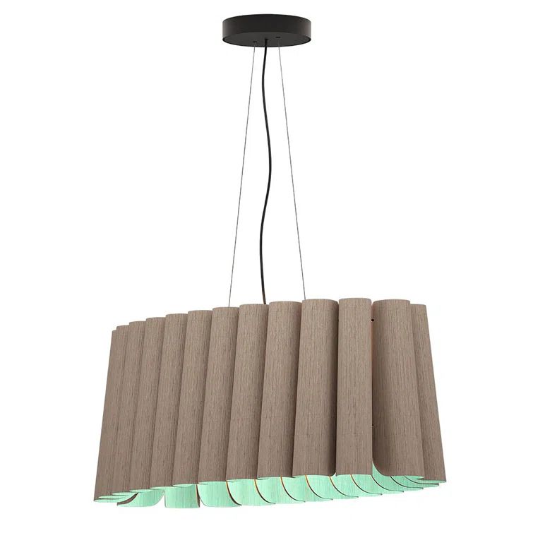 Renata Grey Oak Light Petrol Wood Veneer Island Pendant