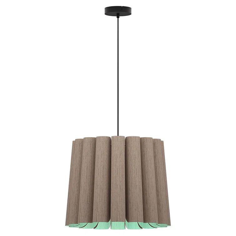 Grey Oak and Light Petrol Wood Veneer Pendant Light