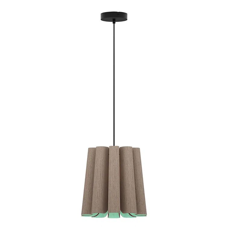 Grey Oak and Light Petrol Mini Pendant Light with LED Option