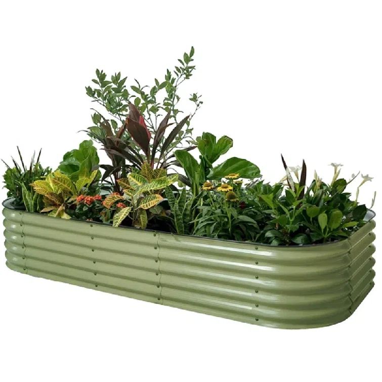 17" Tall Olive Green Modular Metal Outdoor Raised Garden Bed