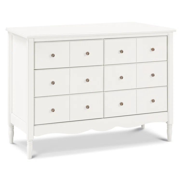 Warm White Double Dresser with Apothecary Style Drawer Fronts