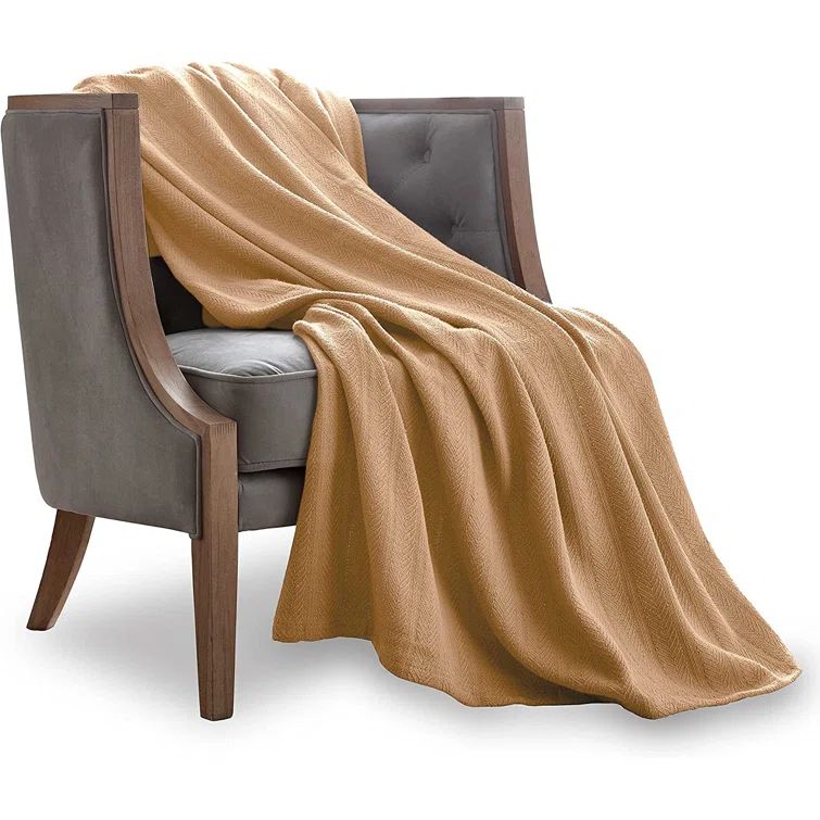 Full Tan Cotton Fleece Machine Washable Blanket