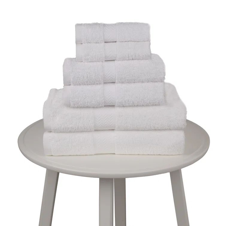 Oversized White Cotton Hand Towel Set of Six