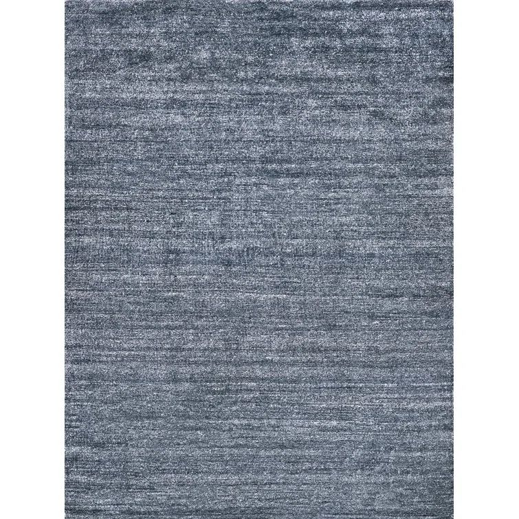 Charcoal Hand-Knotted Wool and Viscose 10' x 14' Area Rug