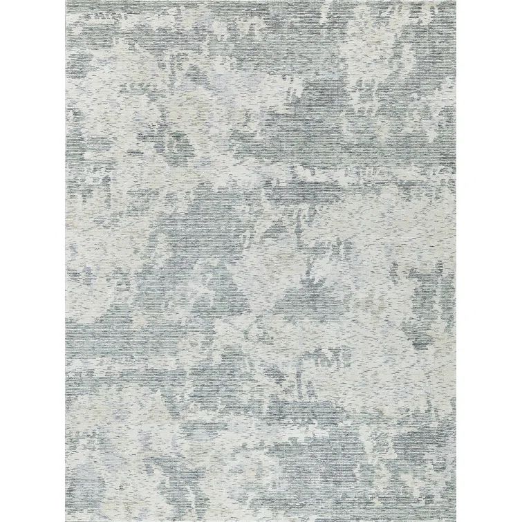 Handmade Green Abstract Wool and Viscose 6' x 9' Area Rug