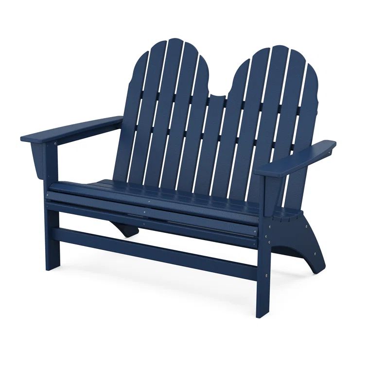 Navy Blue Recycled Plastic Adirondack Lawn Bench