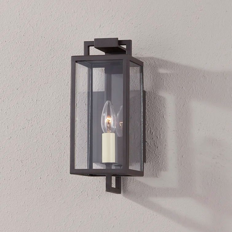 Textured Bronze and Clear Glass Outdoor Wall Sconce