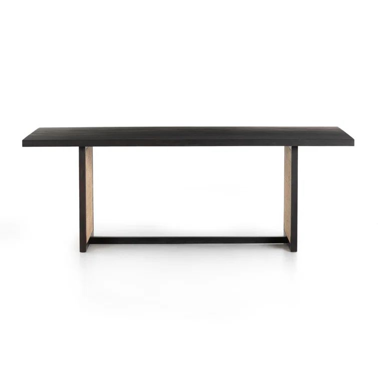 Clarita 84'' Black Mango & Natural Cane Contemporary Dining Table