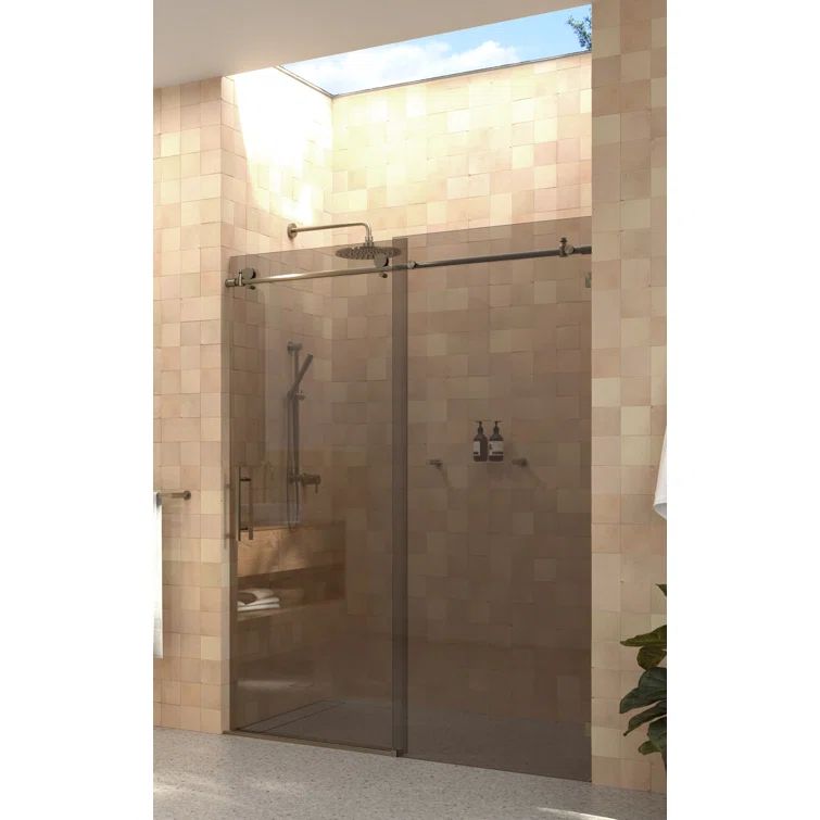 Equinox 60" Frameless Brushed Bronze Sliding Shower Door