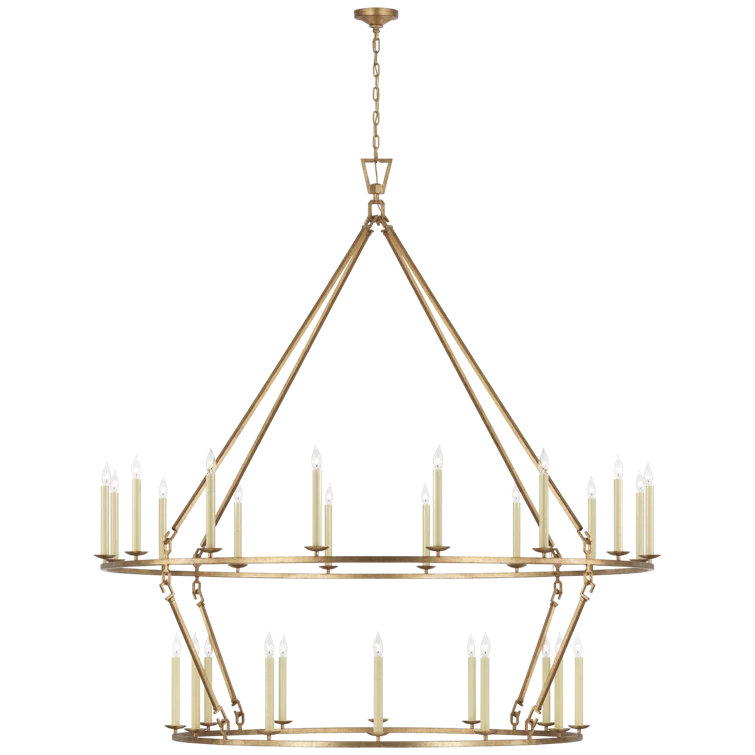 Gilded Iron 28-Light Candle Chandelier