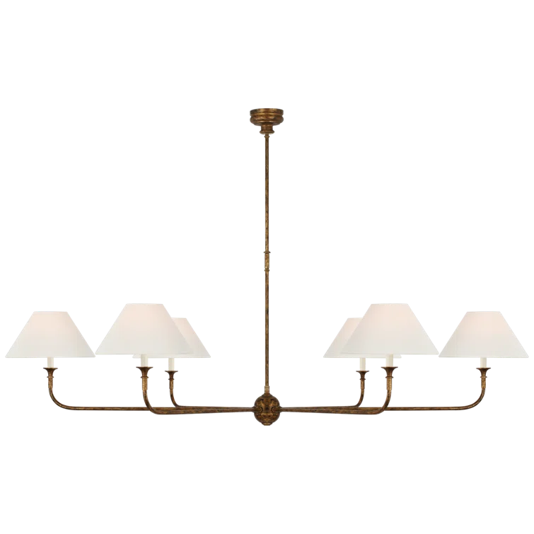 Antique Gild 6-Light Candlestick Chandelier with Empire Shades