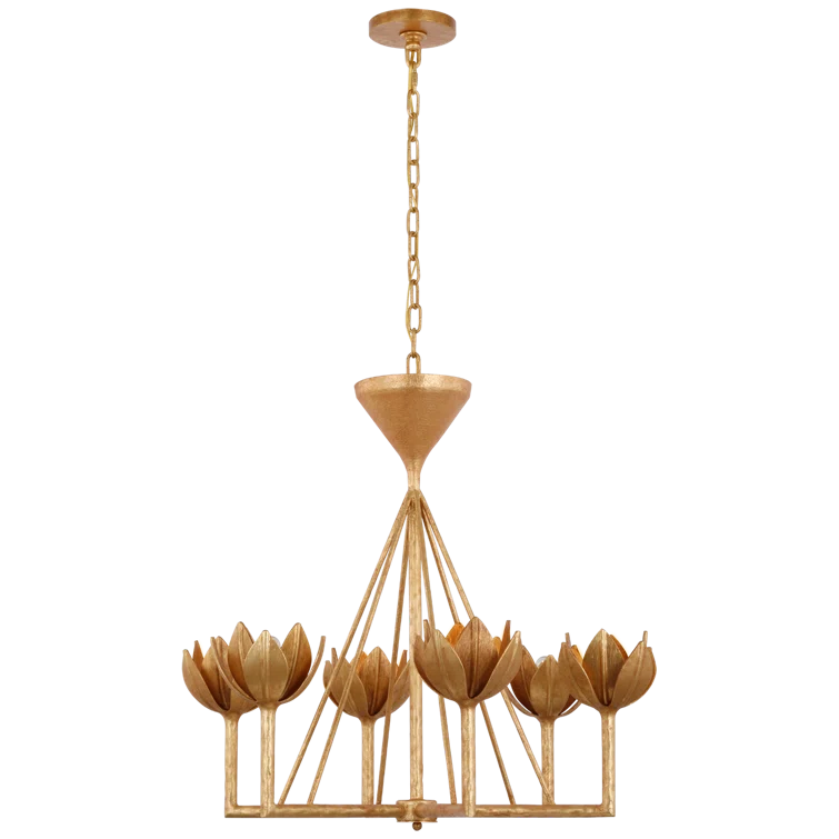 Alberto Antique Gold Leaf Floral 6-Light Chandelier