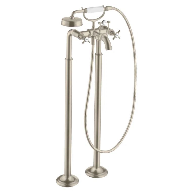 Polished Nickel Traditional Freestanding Tub Filler with Handshower