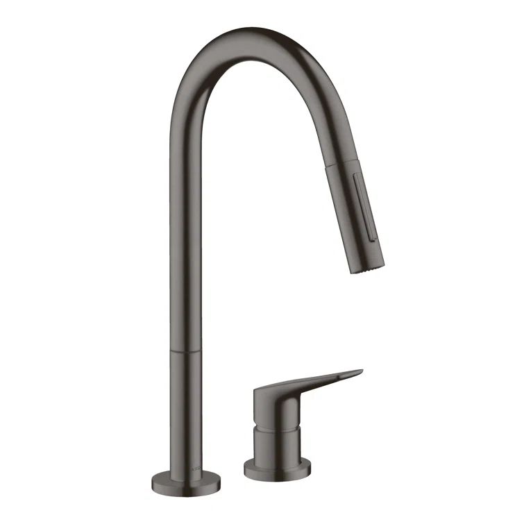 Brushed Black Chrome Pull-Down Kitchen Faucet with Spray