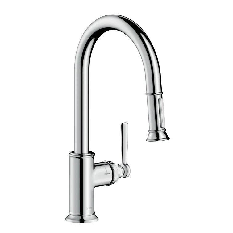 Classic Chrome 15'' Pull-Down Kitchen Faucet with Spray Feature
