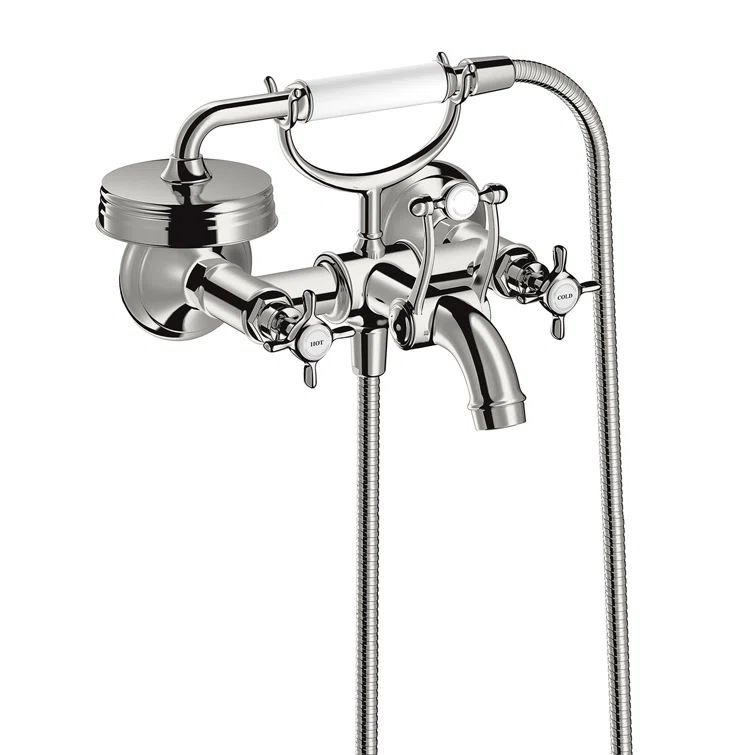 Classic Chrome Wall-Mounted Tub Filler with Handshower