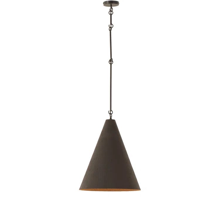 Matte Black Aluminum 19.5" Pendant Light with Antiqued Iron Hardware