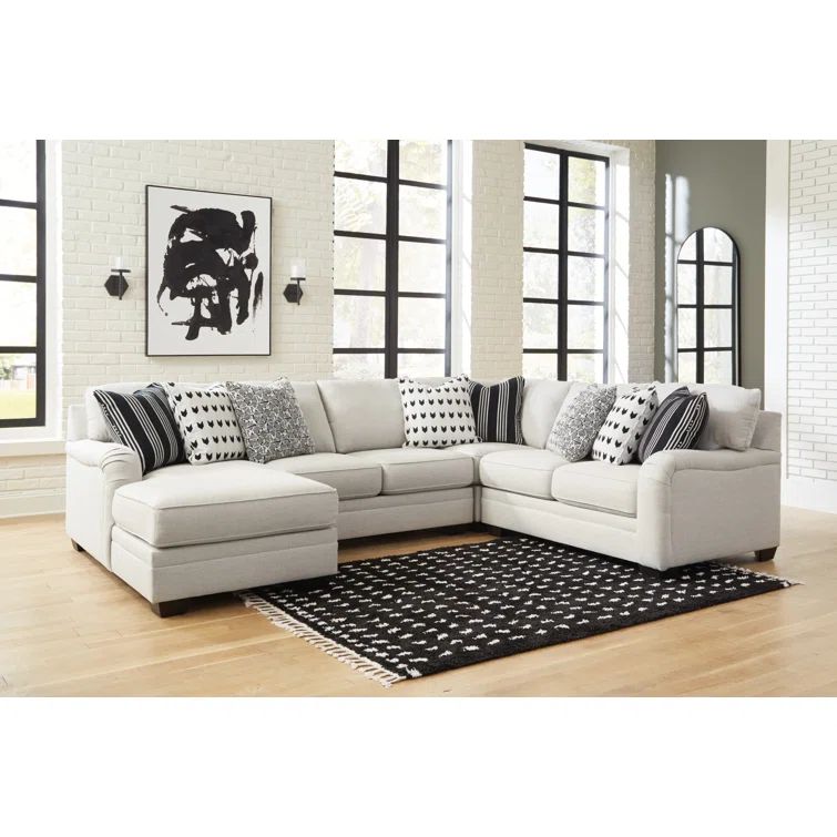 Gray Fabric 4-Piece Sectional Sofa with Removable Cushions