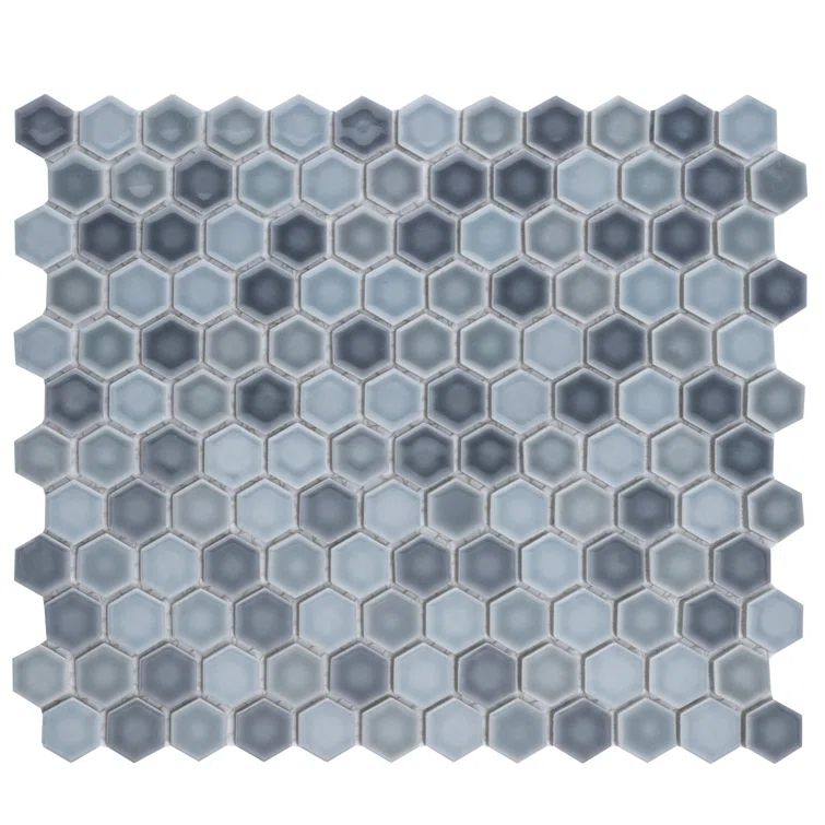 Stillwater Blue Hexagon Porcelain Mosaic Tile for Floor and Wall