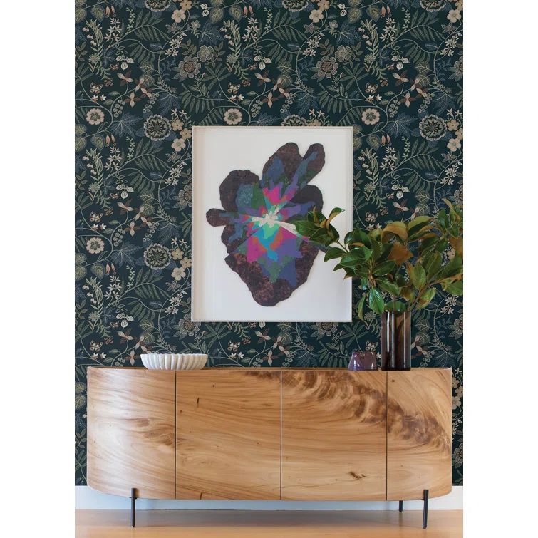 Marilyn Sea Green Floral Trail Non-Pasted Washable Wallpaper