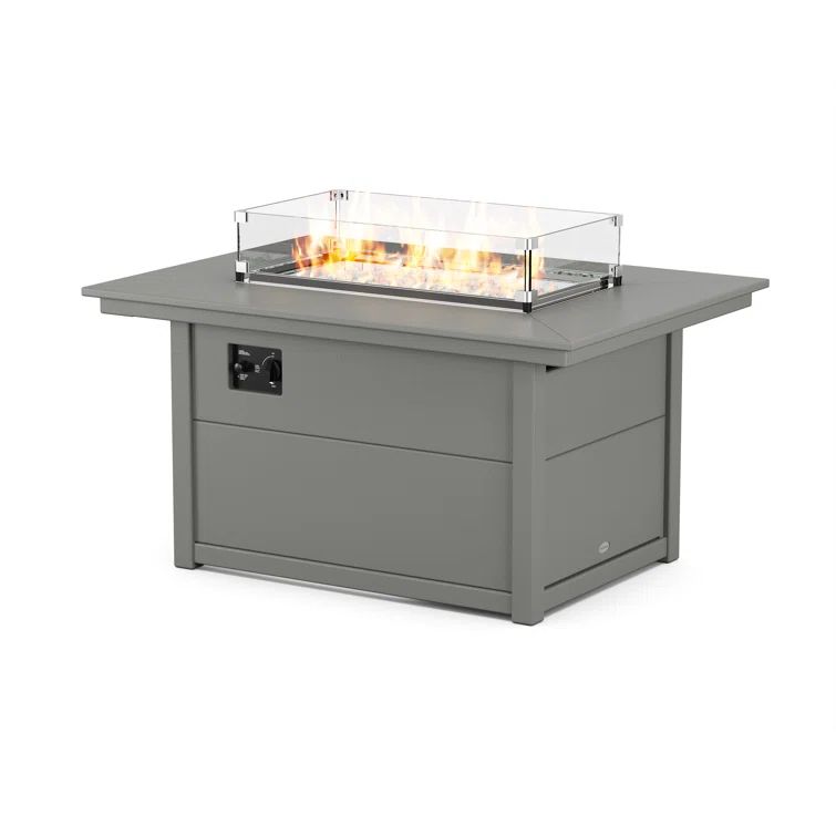 Slate Grey 46" Gas Fire Pit Table with Glass Guard