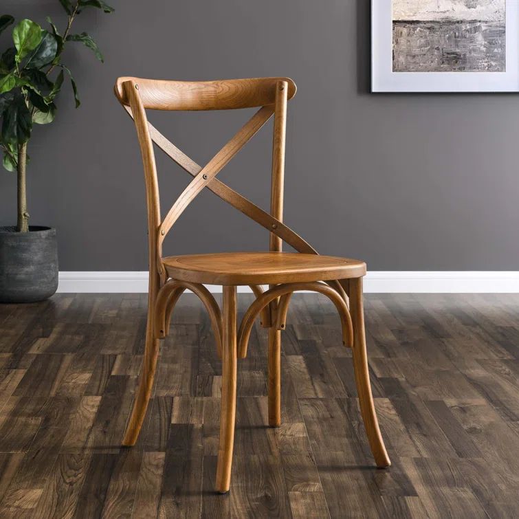 Walnut High Cross Back Upholstered Side Chair