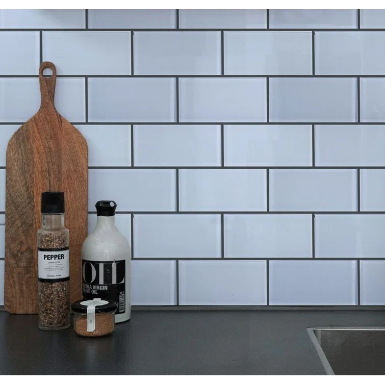 Moonlight Gray 3" x 6" Polished Glass Subway Tile