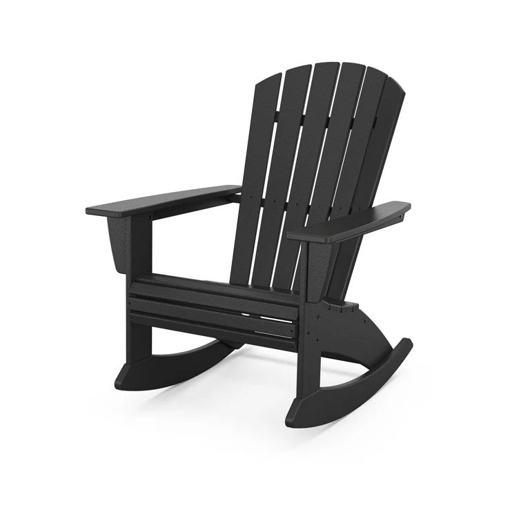 Black HDPE Nautical Curveback Adirondack Rocking Chair