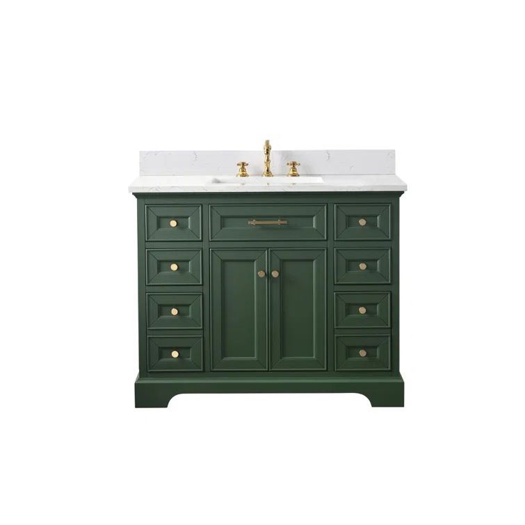 Evergreen Solid Wood and MDF Single Vanity with Carrara White Top