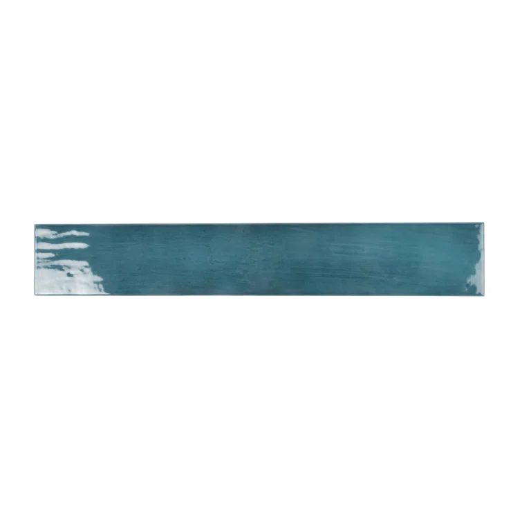 Teal Green Glossy Ceramic Subway Wall Tile 15.75" x 2.56"