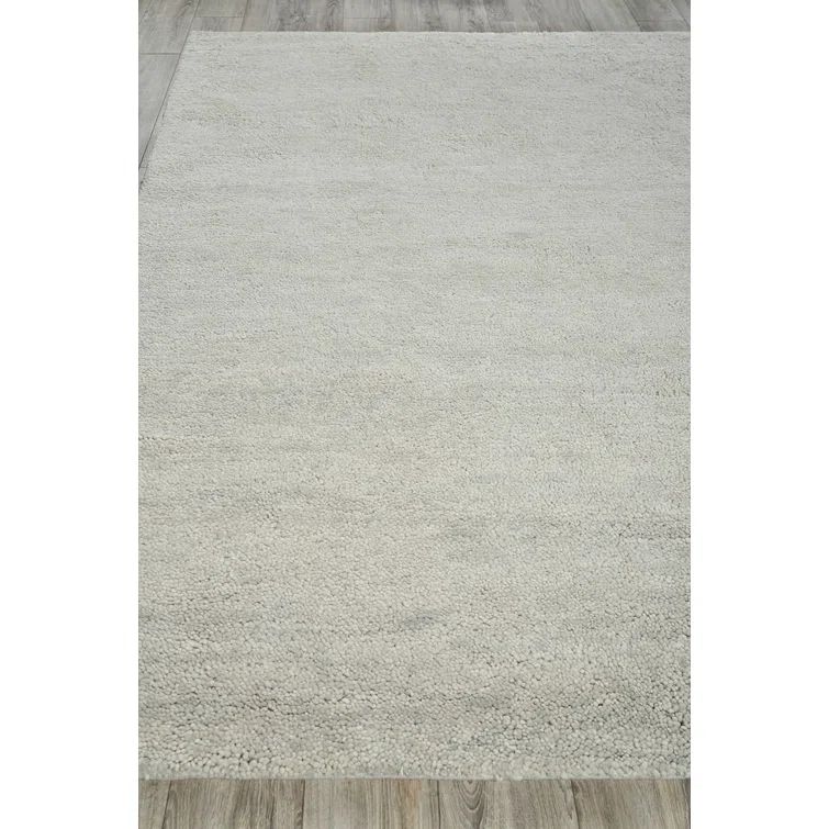 Silver Hand-Knotted Merino Wool Rectangular Area Rug 9' x 12'